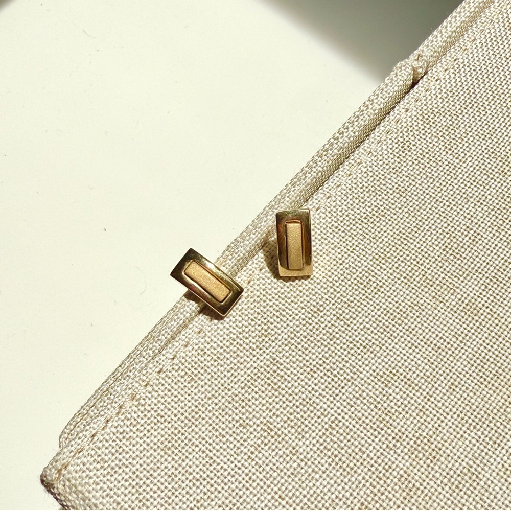 Vintage Gold Rectangular Earrings - image 1